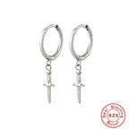 S925Sterling Silver Dagger Cross Earrings Devil's Eye Star Moon Pendant Hoop Earrings Hot-Selling Women's Earrings