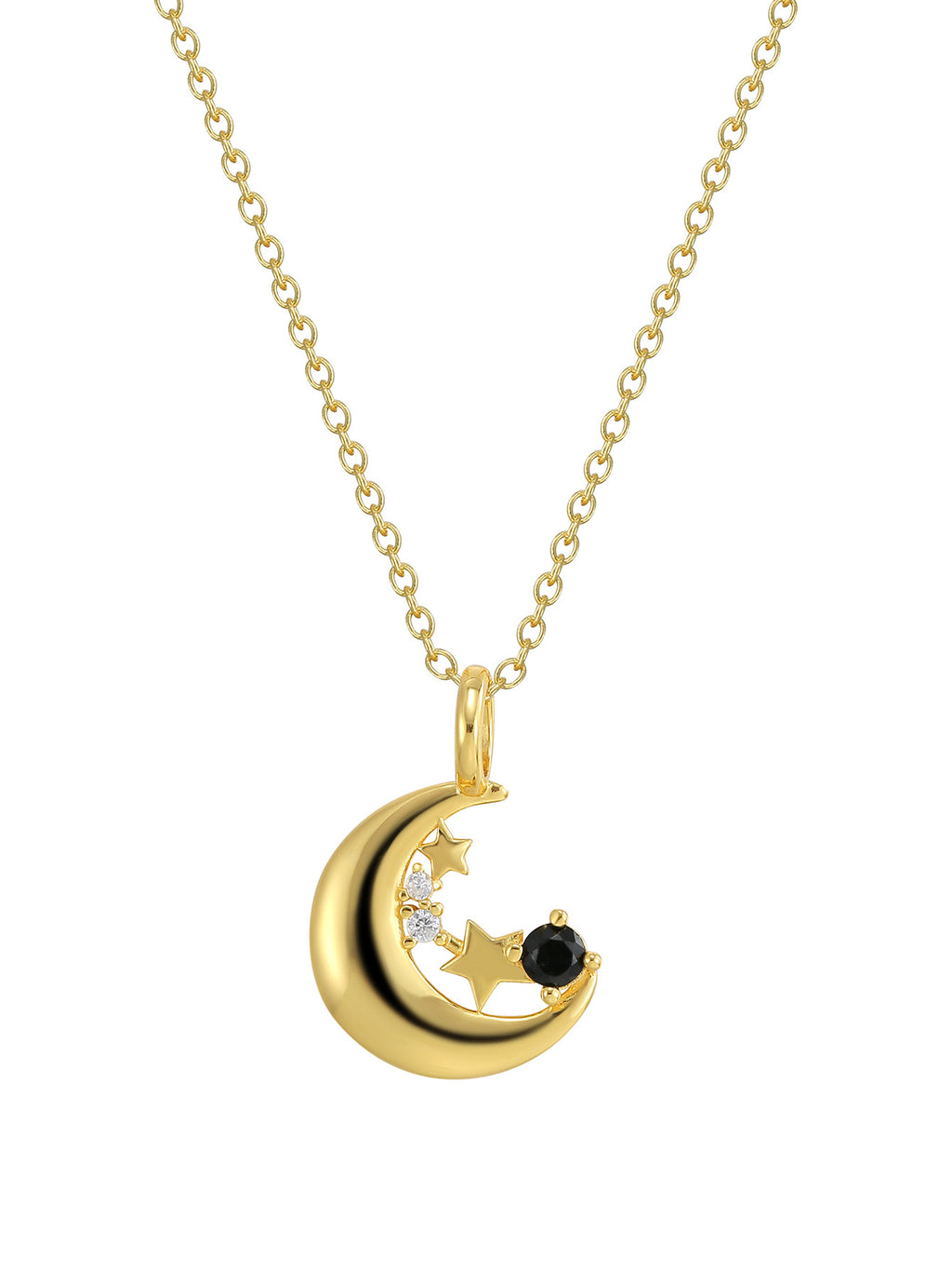 Sterling Silver Star Moon Pendant Necklace
