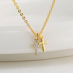 N0292 Retro Personalized Design Necklace for Women Gold-Plated Zircon Cross Pendant