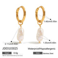 Pearl Stainless Steel Stud Earrings in Gold-Tone — Timeless Profile styled for independent jewelry boutiques