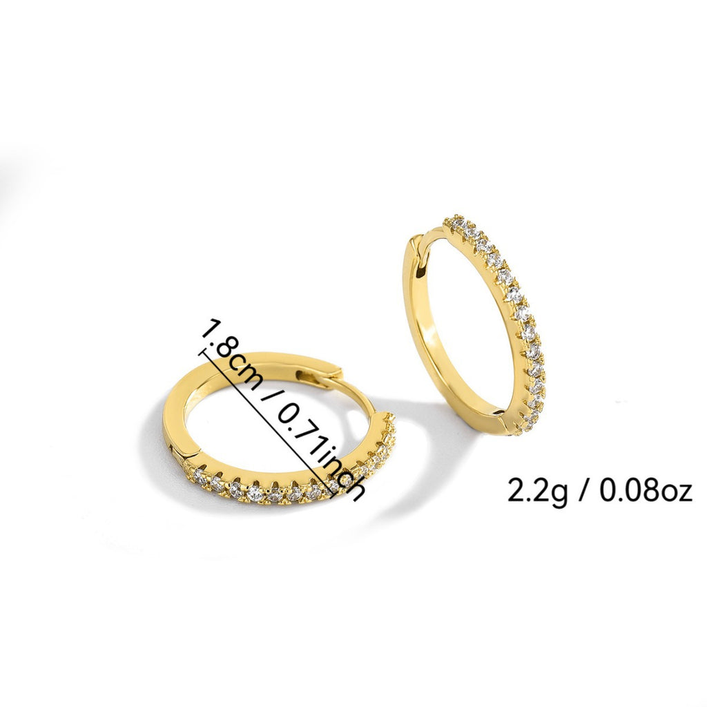 E0240 Earrings Gold-Plated Copper Micro-Paved Zircon Round Hoop Earrings Trendy Stud Earrings Jewelry