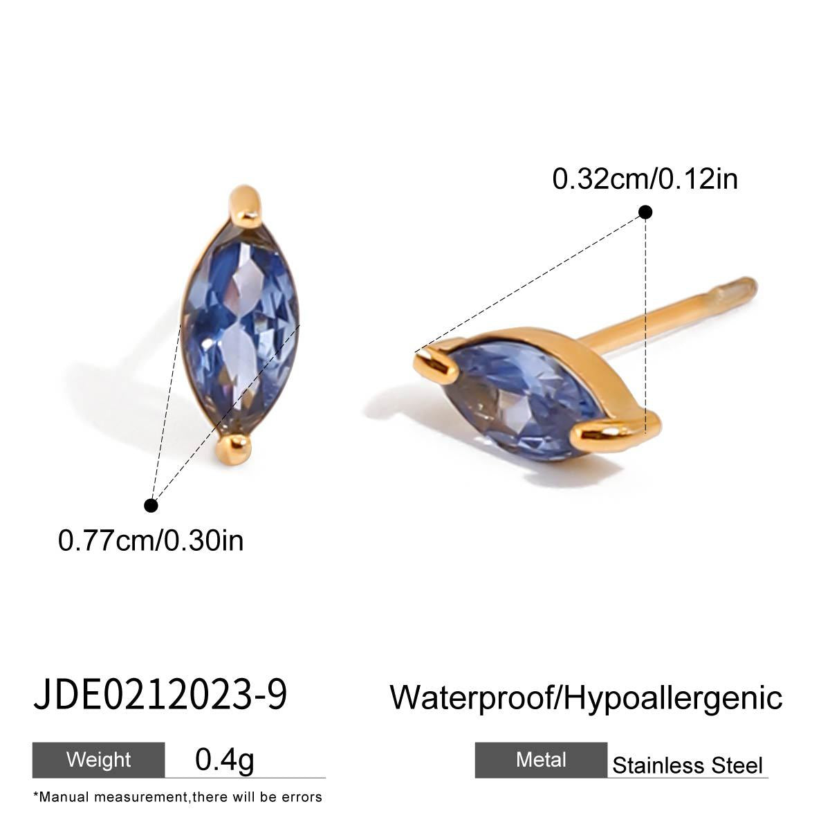 Zircon Earrings Ear Clips Non-Fading Stud Earrings Stainless Steel Jewelry for Women