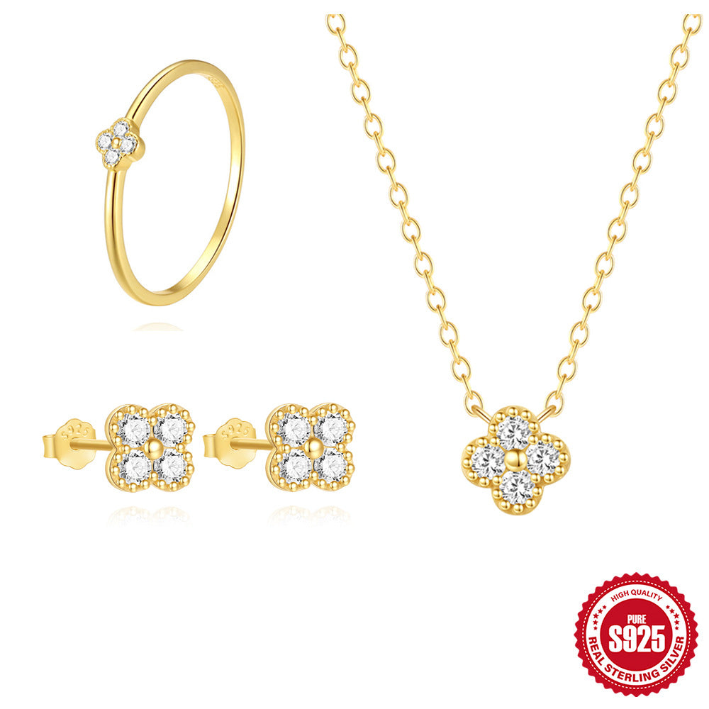 Diamond Turquoise Sterling Silver Jewelry Set Necklace Earrings Ring