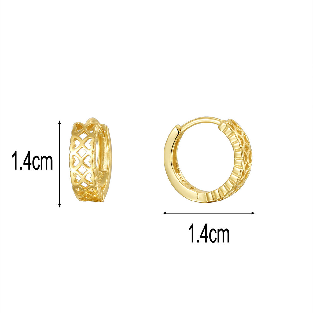 SE0266 S925Silver French Hollow Heart Vintage Earrings Fashionable Unique Design Trendy Earrings