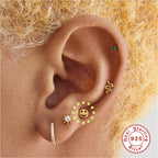 New S925Sterling Silver Stud Earrings18G Flat Head Push Piercing Cartilage Earrings Hot Selling Piercing Ear Lobe