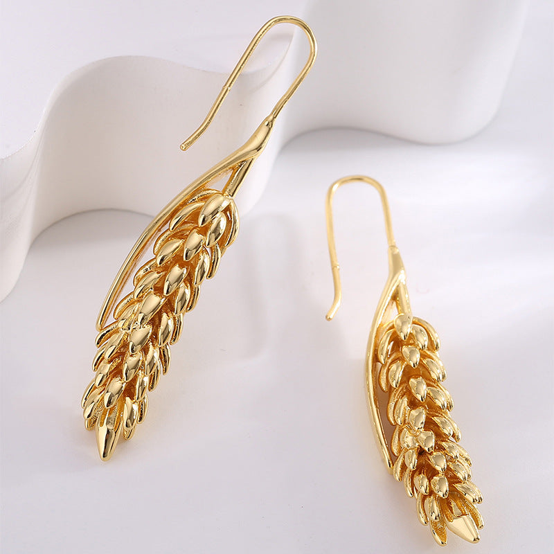 E0704 Creative Bohemian Elegant Versatile Wheat Ear Hook Women's Personality Fashion Design Earrings