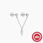 New925Sterling Silver Inlaid Diamond Five-Pointed Star Chain Tassel Ear Thread Earrings Hot-Selling Minimalist Style Earrings for Women