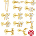 925Sterling Silver Tassel Water Drop Zircon Cartilage Piercing Flat Spiral Piercing Earrings Hot Selling Ear Bone Studs