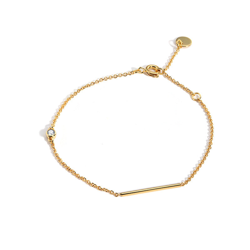 B0003 Wind-plated Gold Inlaid Diamond Simple Bracelet for Women Minimalist Geometric Fashion Accessories