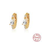 S925Pure Silver Luxurious Diamond-Studded Hoop Earrings Korean Style Earrings