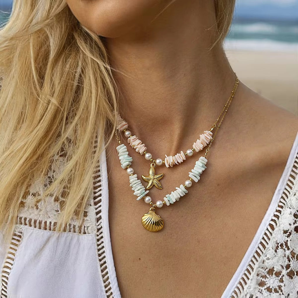Shell Pearl Necklace Ocean Jewelry Accessories Stainless Steel Jewelry