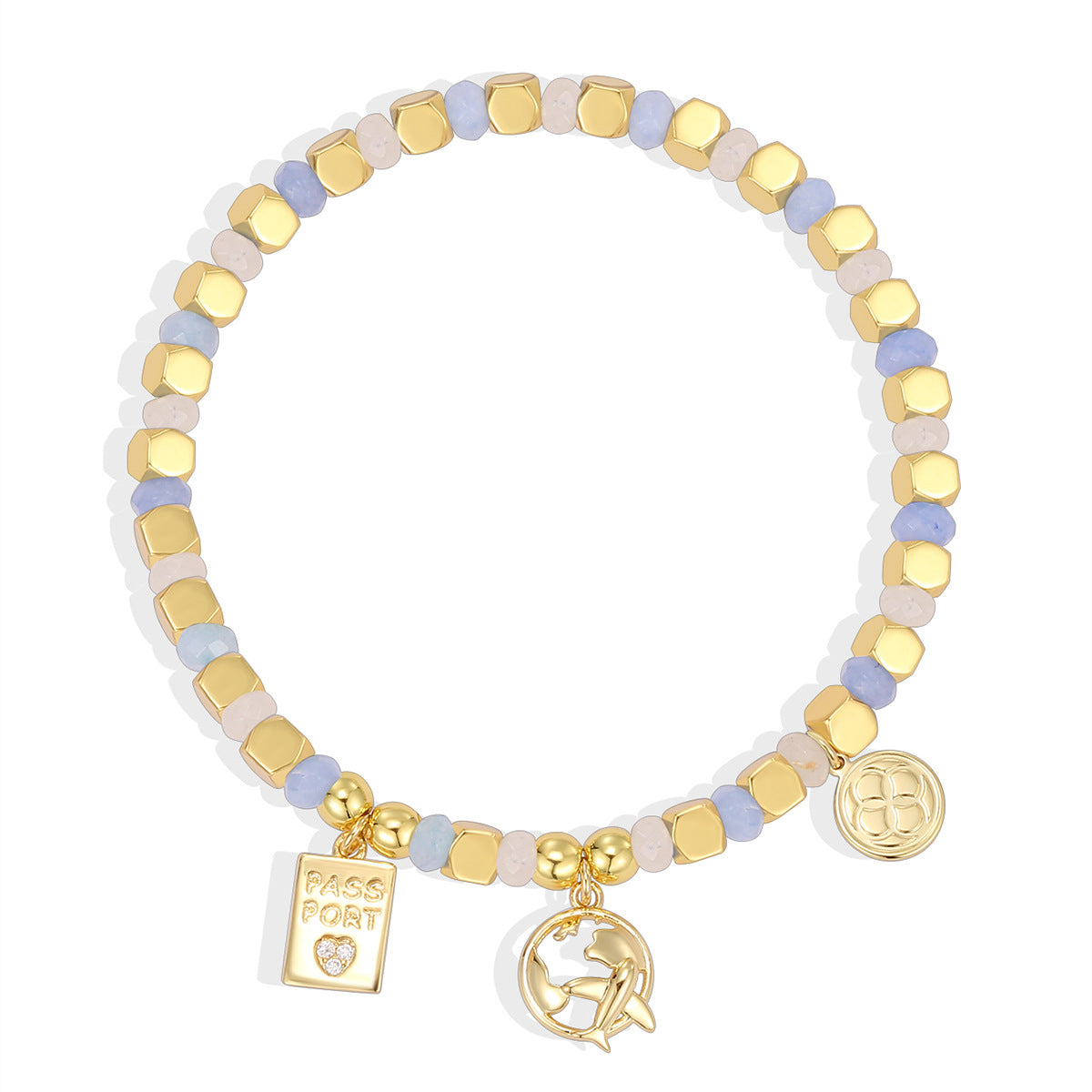 B0325 Universal Aircraft Copper Plating14k Gold Design Beaded Bracelet