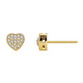 Gold-Plated Brass Heart Pavé CZ Earrings with gold-tone brass construction