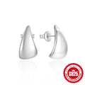 C-Shaped Zircon 925 Sterling Silver Stud Earrings — fastening detail — alternate angle 2 — jewelry finish and design detail