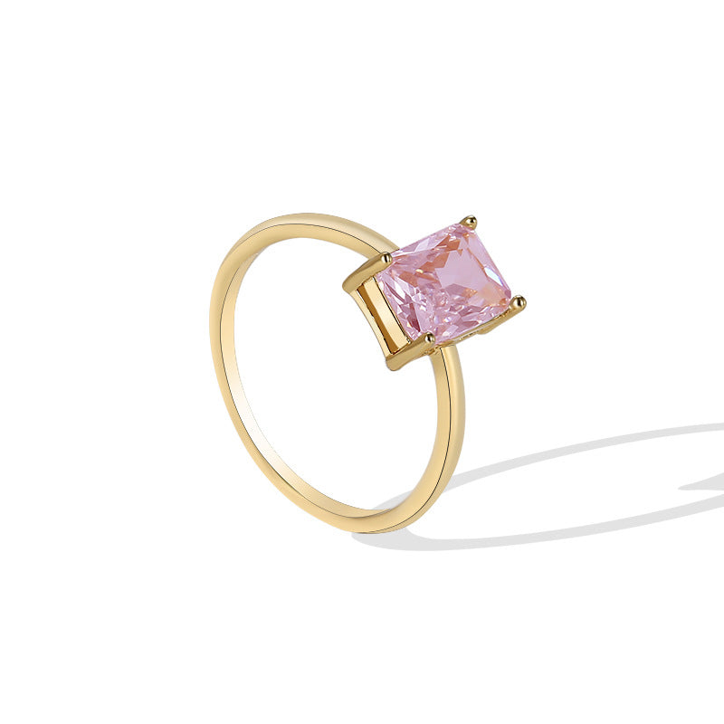 R0260 Fashion Rings for Women OL Personalized Luxurious Simple Versatile Cubic Zirconia Square Diamond Accessories