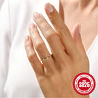 S925Pure Silver Sweet Small Ring Green Zircon Ring Forest Style Matching Daily Multi-Diamond Ring