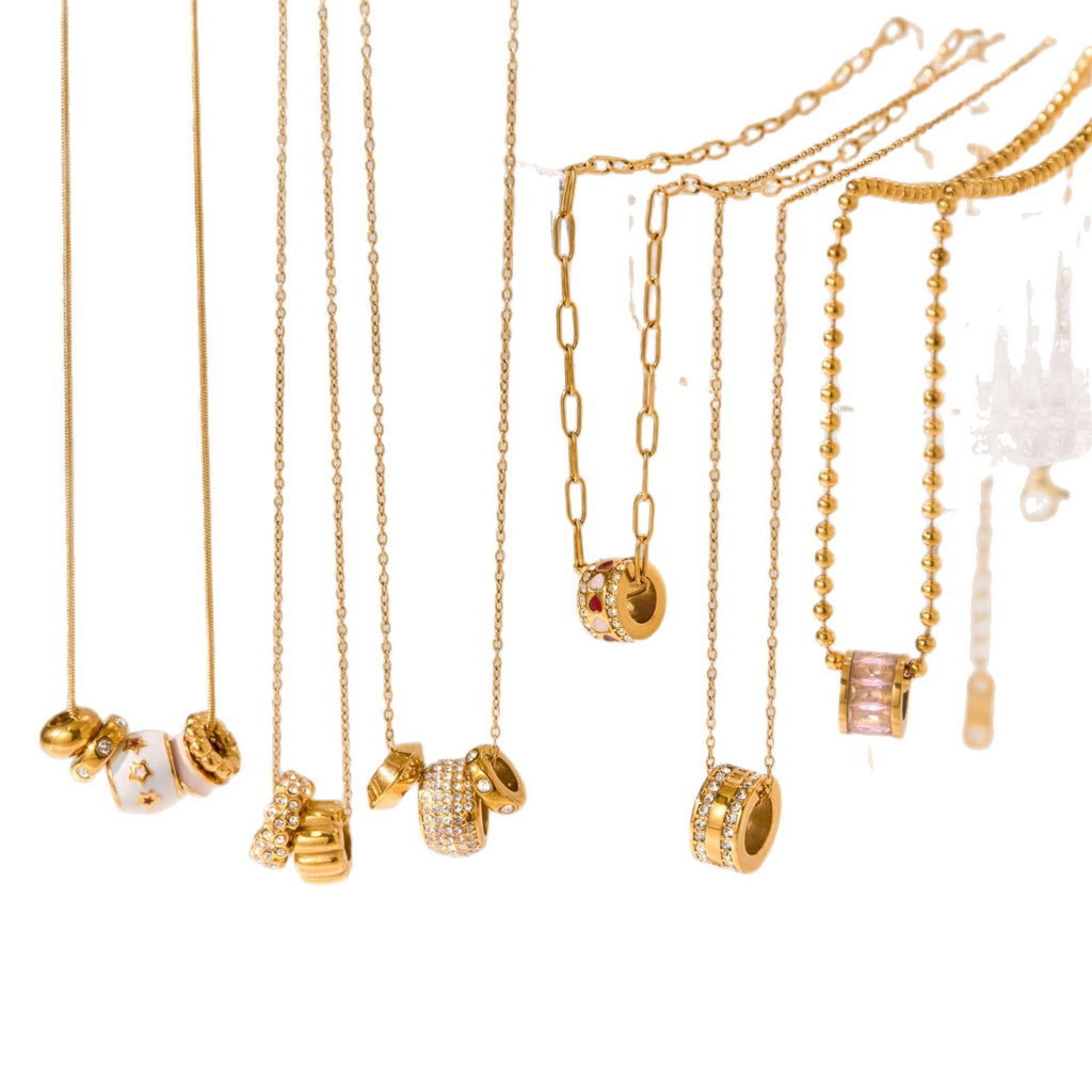 Small Waist Necklace Fortune Bead Collarbone Chain Stainless Steel Jewelry for Women