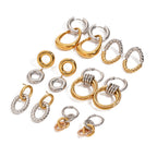 2H Stainless Steel Color Block Circle Earrings Studs Hoop Jewelry