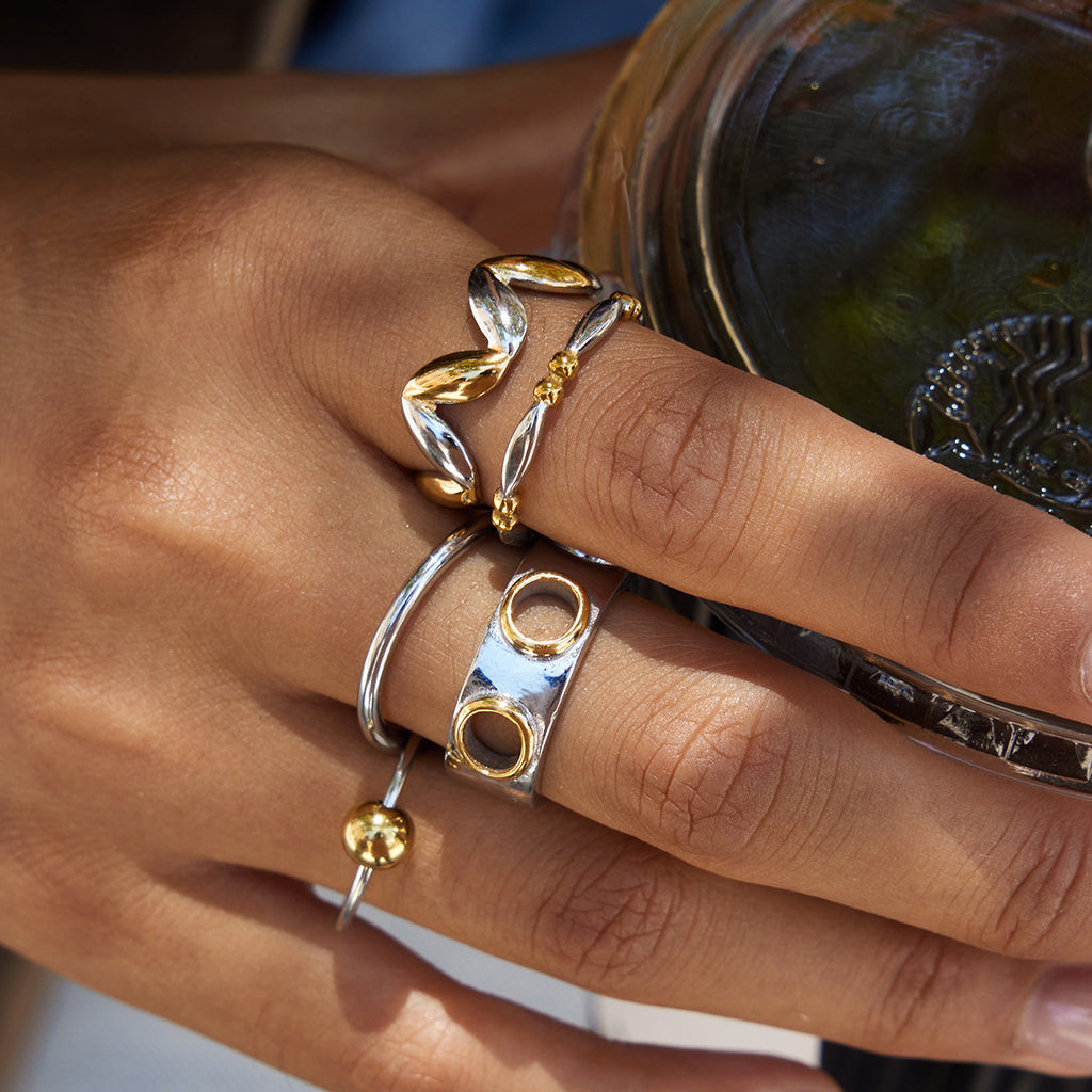 Color Block Ring Non-Fading Jewelry Stainless Steel Accessories for Women
