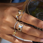 Color Block Ring Non-Fading Jewelry Stainless Steel Accessories for Women