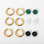 2H Same Style  Stainless Steel Earrings Stone Stainless Steel18K Gold Pendant Earrings