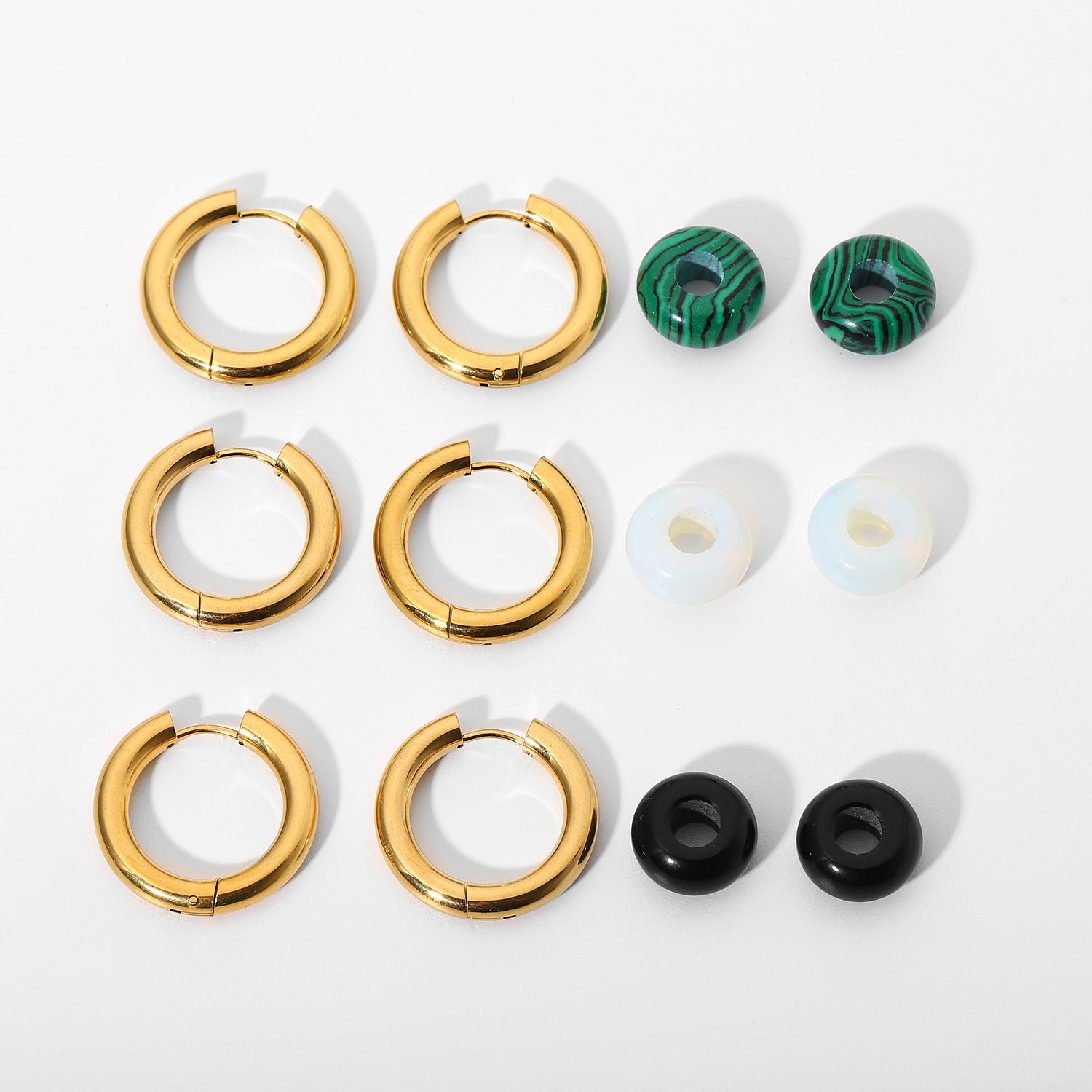 2H Same Style  Stainless Steel Earrings Stone Stainless Steel18K Gold Pendant Earrings