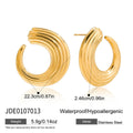Ribbed Stainless Steel Hoop Earrings in Gold-Tone with a refined design profile