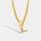 N0107 Denim Cuban Chain OT Simple and Unique Copper Gold-Plated Collarbone Chain Necklace for Women