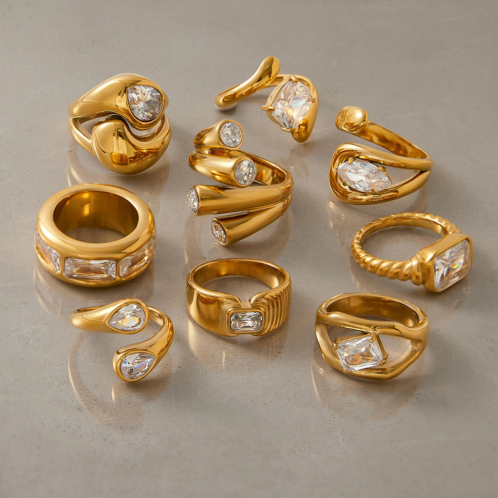 Zircon Ring Non-Fading Jewelry Stainless Steel Accessories rings