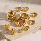 New Style Stainless Steel Ear Clips for Women18k Gold Non-Fading Earrings Simple Braided Earrings