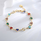 B0160 Elegant Fashion Multi-color Heart-shaped Zircon Bracelet for Women Creative Heart-shaped Jewelry