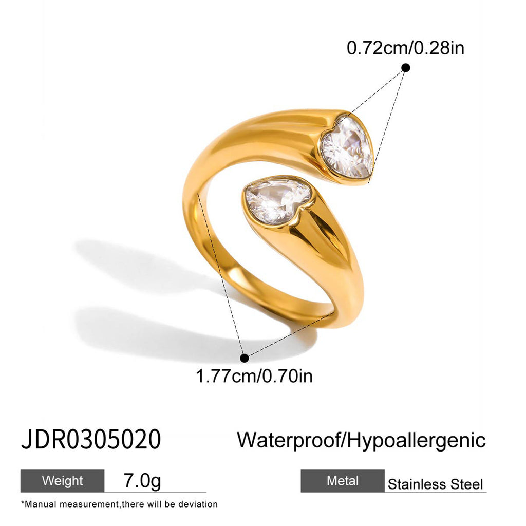 Zircon Ring Non-Fading Jewelry Stainless Steel Accessories for Women