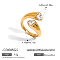 Cubic Zirconia Stainless Steel Ring in Gold-Tone — Refined Profile styled for independent jewelry boutiques