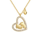 CYN0111 Heart Footprint Copper Necklace Baby Heart-Shaped Foot Pendant Footprints of Love Collarbone Chain