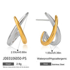 Stainless Steel Color Block Line Stud Earrings Non-Fading Ear Jewelry Ornament