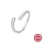 S925Sterling Silver Curved Petal Single Row Diamond Luxury Stacked Open Ring Hot Selling Index Finger Ring