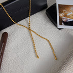 Stainless Steel Rice Bead Tassel Y Chain Necklace Accessories for Women