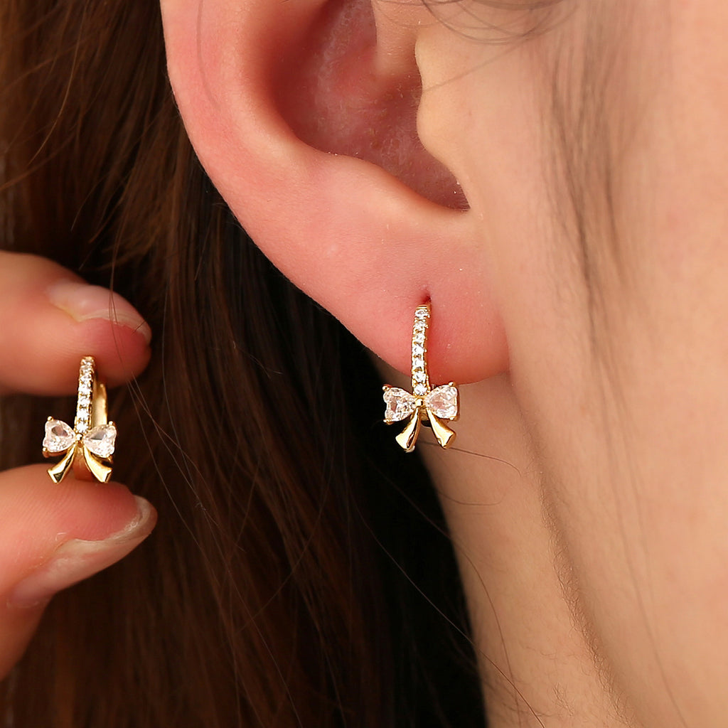 SE0333 S925Silver Earrings Zircon Bow Earrings Design Earrings