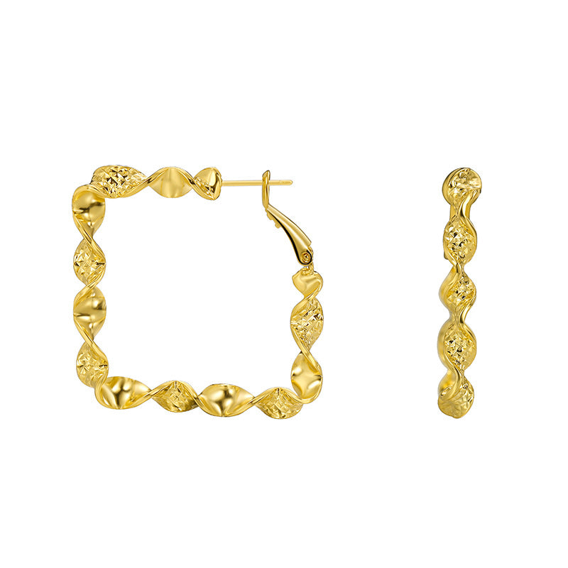 E0572 Modern Minimalist Design Square Earrings for Women Brass Gold-Plated Ear Jewelry