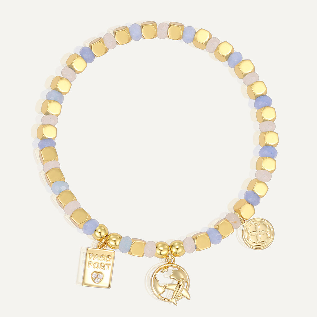 B0325 Universal Aircraft Copper Plating14k Gold Design Beaded Bracelet