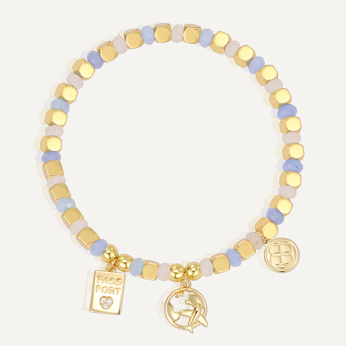 B0325 Universal Aircraft Copper Plating14k Gold Design Beaded Bracelet