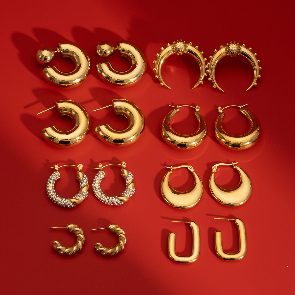 Stainless Steel Double c Earrings Zircon Stud Earrings Jewelry earrings