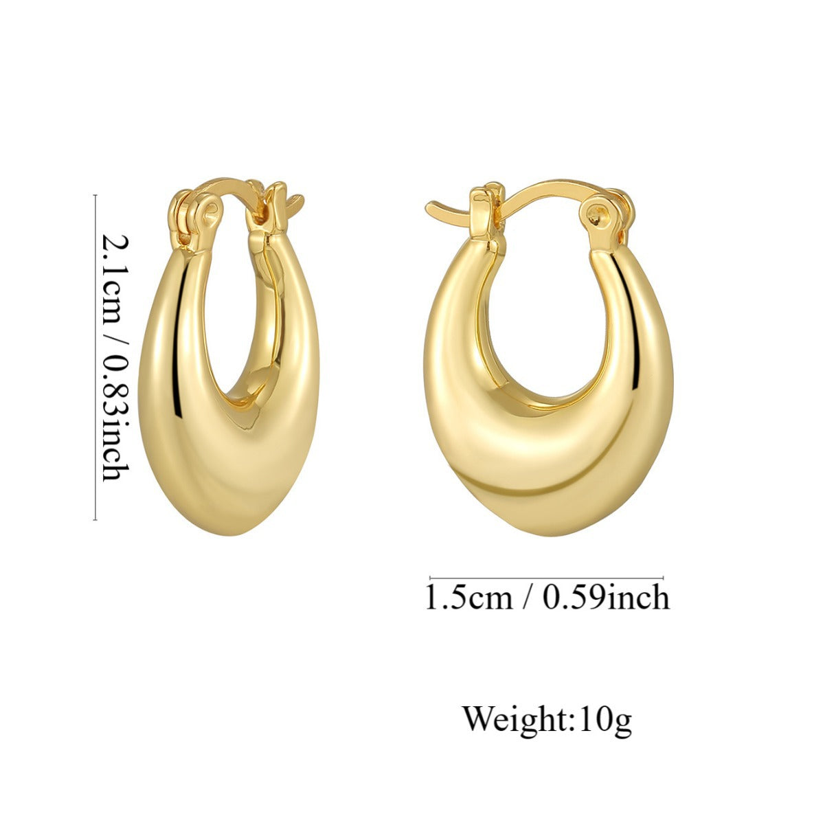 E0640 Minimalist Fashion Elegant Design Earrings for Women Copper Gold Plated Cool Style Smooth Hoop Earrings