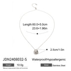 2H Stainless Steel Simple Round Pendant Necklace Commuter Choker Autumn Winter Versatile Accessory