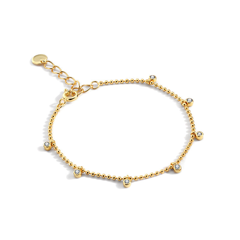 Super Stylish Jewelry Style Gold-Plated Round Bead Pendant Bracelet for Women, New Gold Bead Layering Bracelet