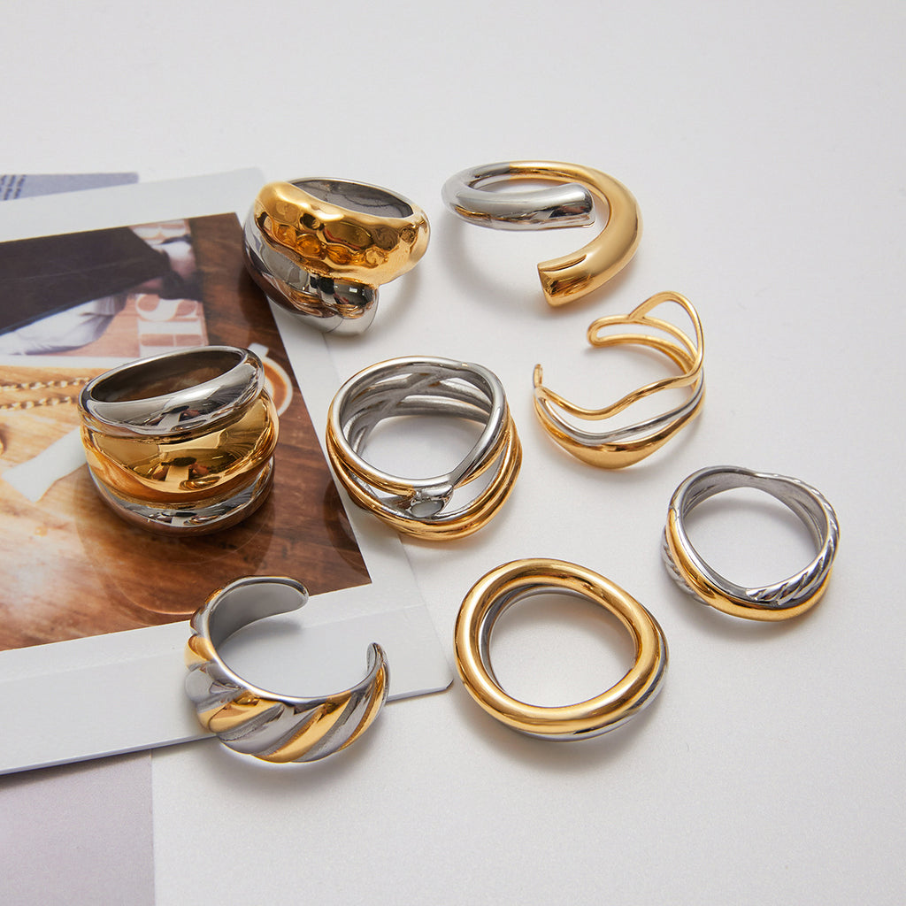 2H Color Block Ring Non-Fading Jewelry Ring Accessories for Women rings