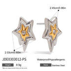 2H Original Stainless Steel Five-Pointed Star Earrings Design Sense Ear Jewelry for Women