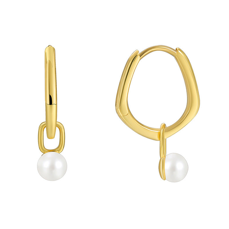 E0517 French Fashion Earrings for Women North American Modern Simple Shell Pearl Drop Earrings