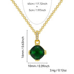 N0260 Fashion Tassel Chain Geometric Square Green Zircon Necklace for Women Micro Pave White Zircon Pendant