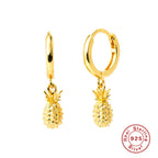 S925Pure Silver Fruit Earrings Pineapple Hoop Earrings Ear Clips Ear Pendants Fashionable Unique Creative Earrings